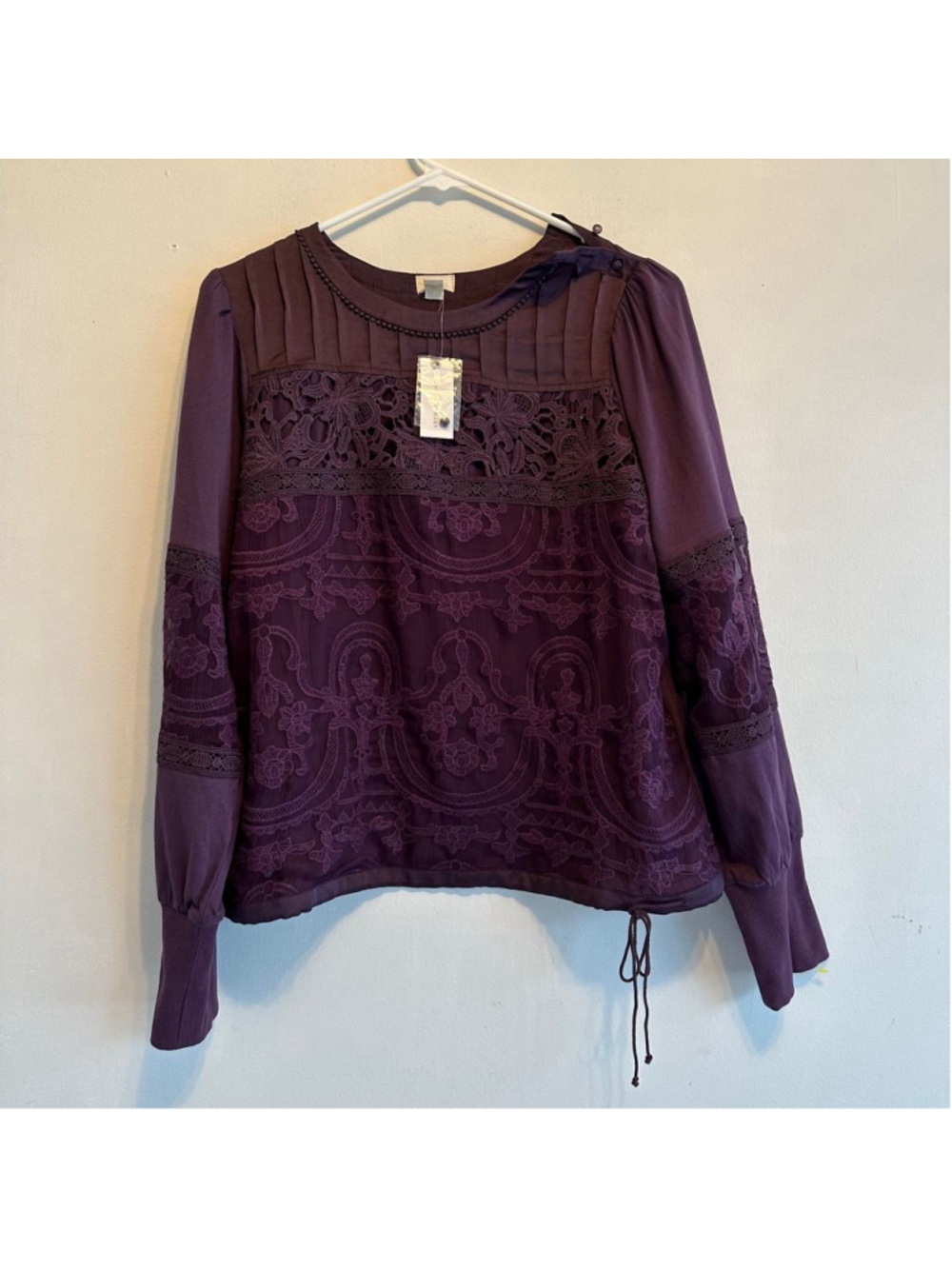 Anthropologie Purple Lace Top - Women's Size M